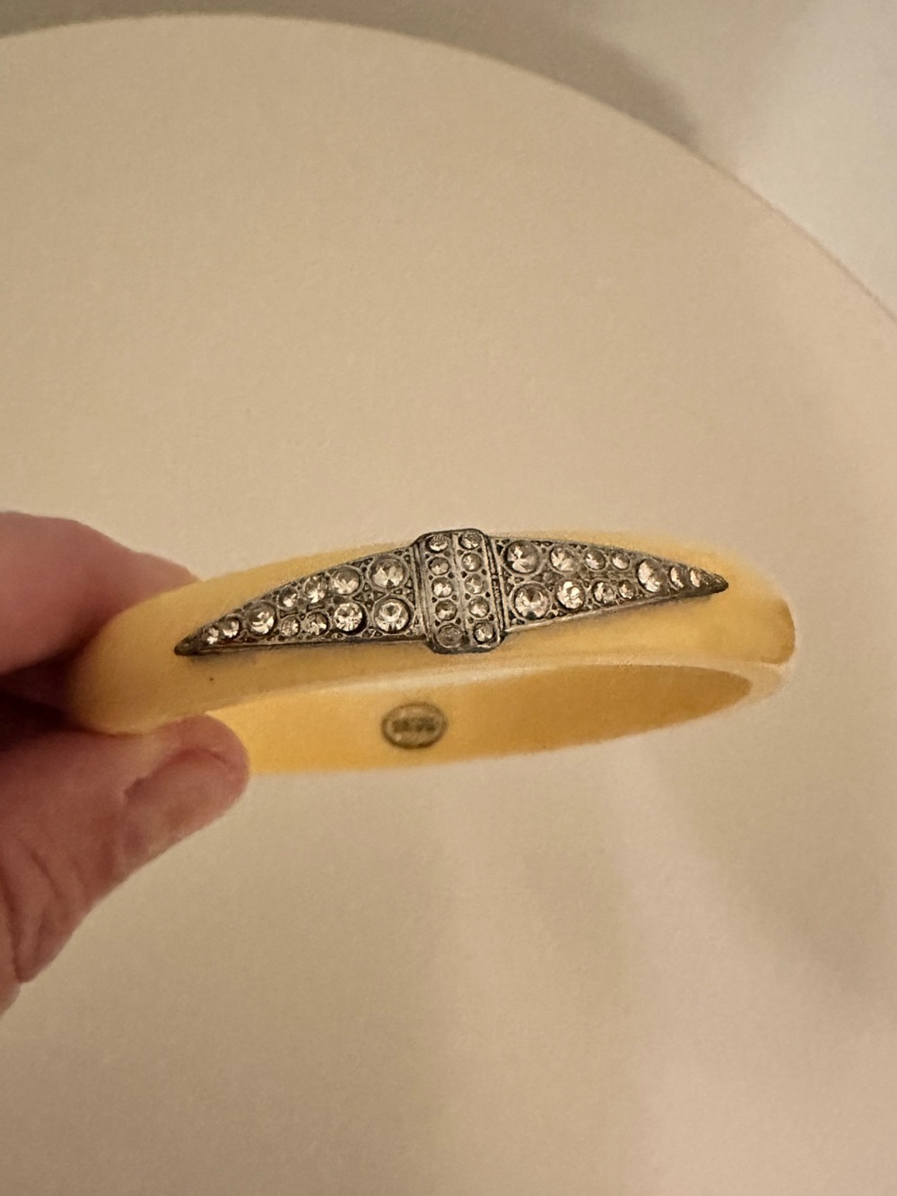 Vintage J.Crew Ivory Resin Rhinestone Pavé Bangle Bracelet